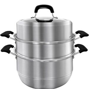 MANO 2-Tier Stainless Steel Steamer Pot for Cooking 11.8 inch with Lid